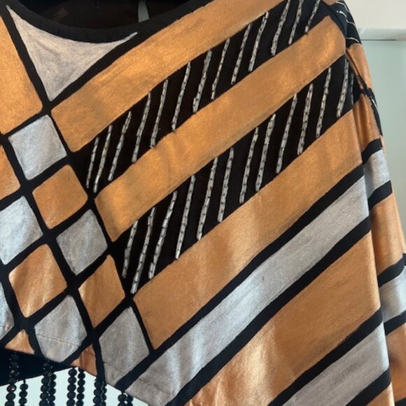 Hand painted Shawl/Poncho with sequins and beads, Small - Medium - Picture 8 of 8